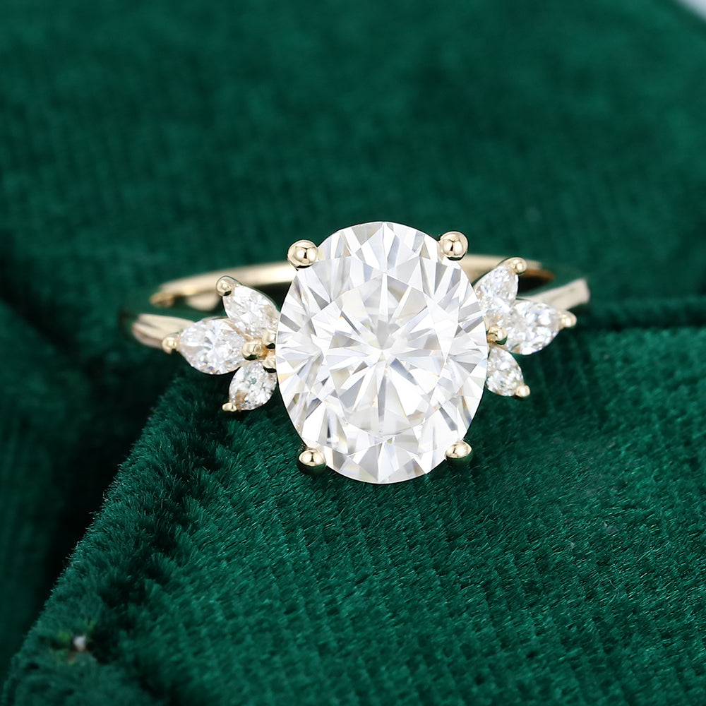 3 CT Oval Cluster Moissanite Engagement Ring