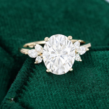 3 CT Oval Cluster Moissanite Engagement Ring