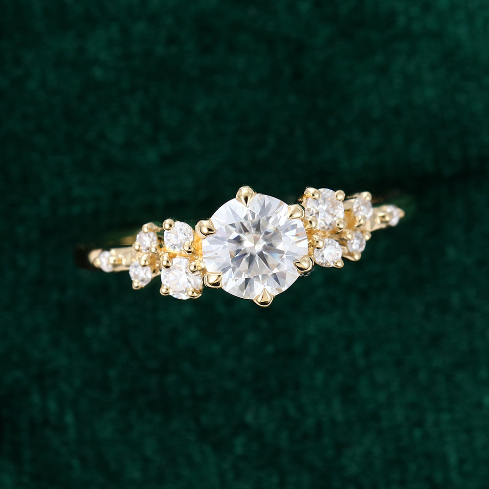 0.45 CT Round Cluster Moissanite Engagement Ring