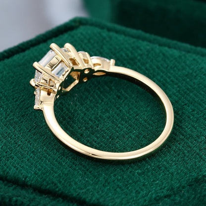 1 CT Hexagon Cluster Moissanite Engagement Ring