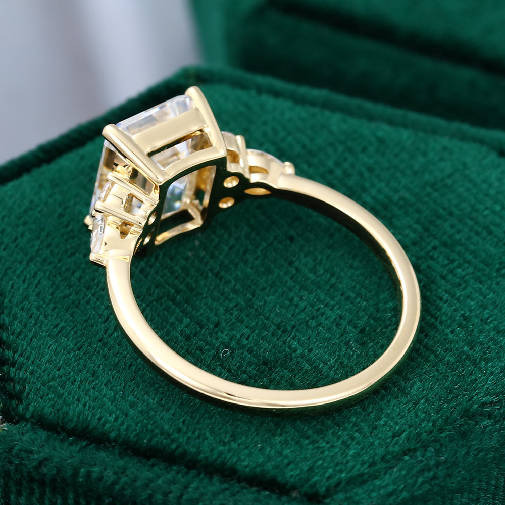 3.5 CT Emerald Cluster Moissanite Engagement Ring