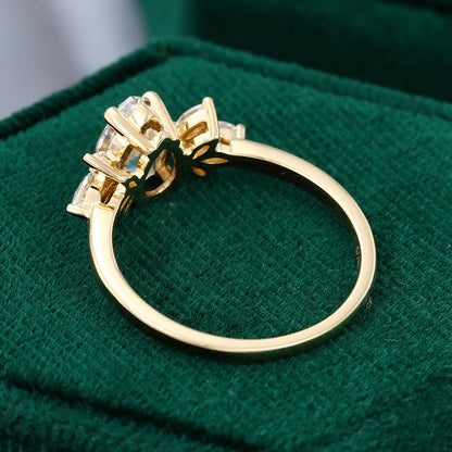 1 CT Pear Cluster Moissanite Engagement Ring