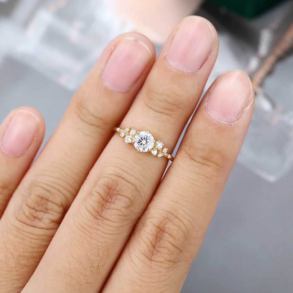 0.45 CT Round Cluster Moissanite Engagement Ring