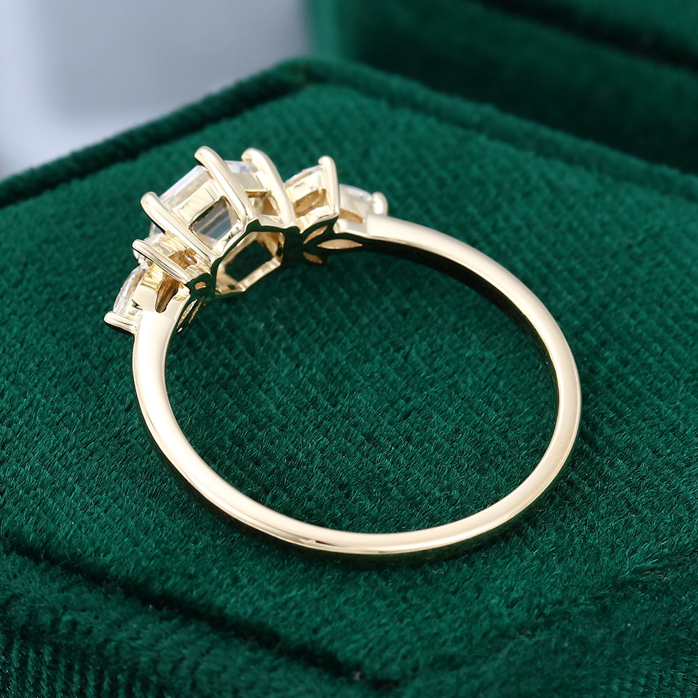 1 CT Hexagon Cluster Moissanite Engagement Ring