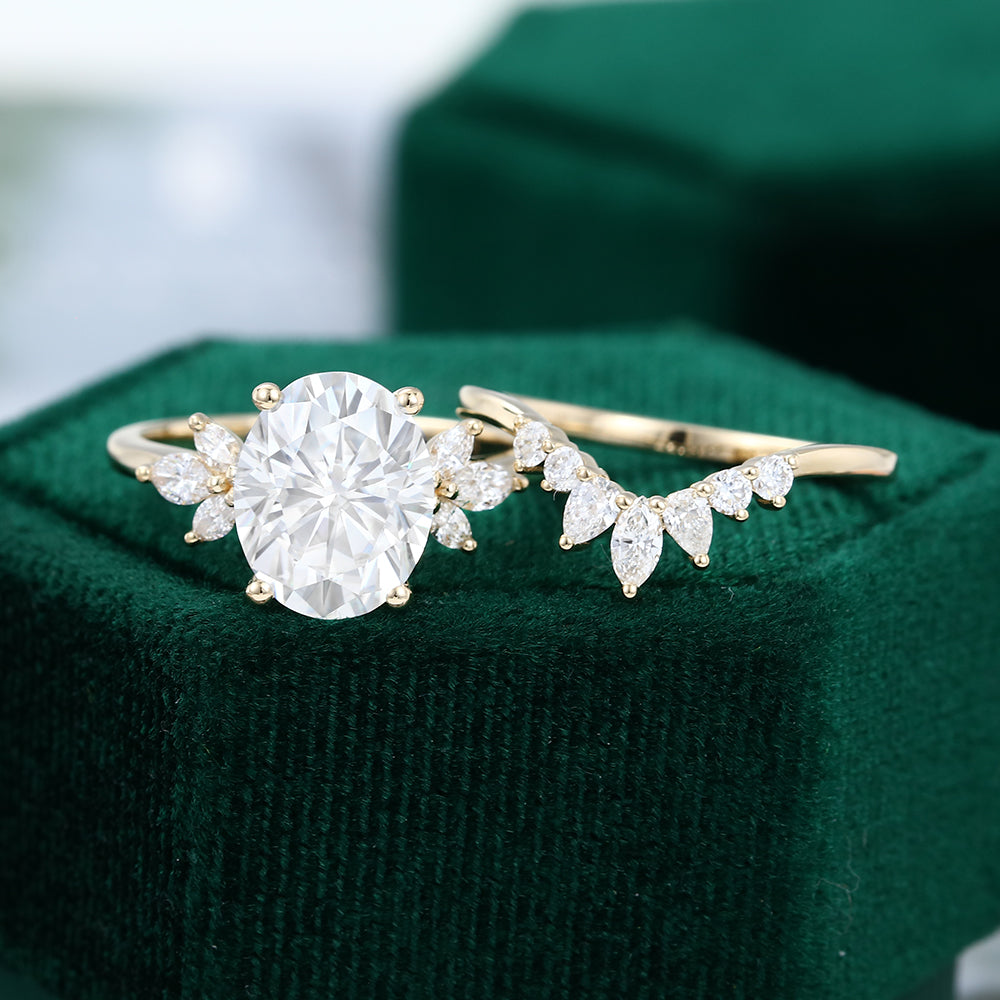 2.72 CT Oval Cluster Moissanite Bridal Set