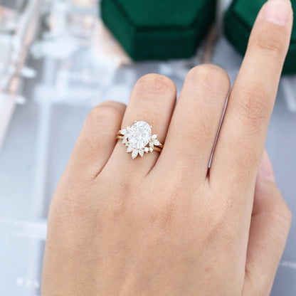 2.72 CT Oval Cluster Moissanite Bridal Set