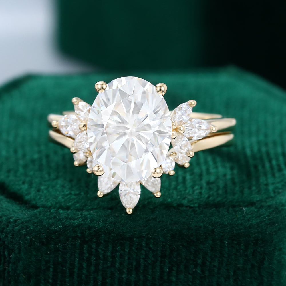 2.72 CT Oval Cluster Moissanite Bridal Set