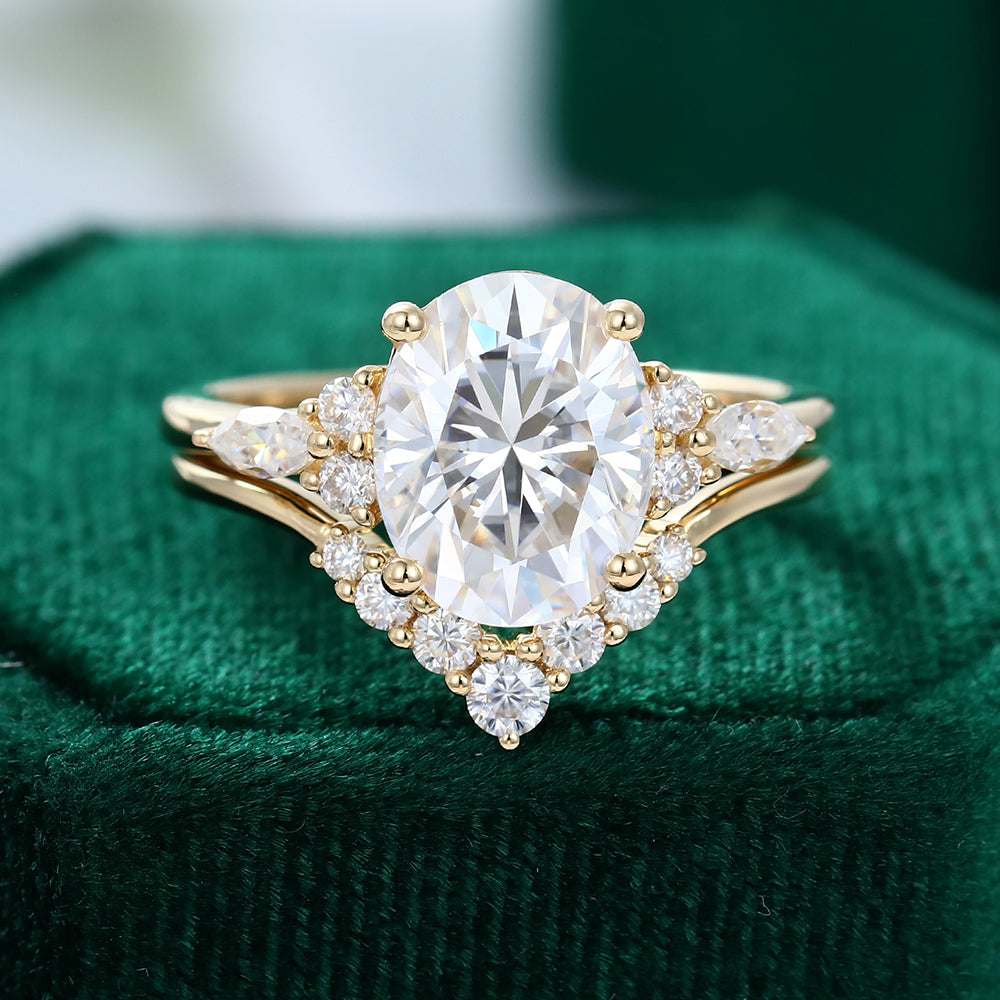 2.72 CT Oval Cluster Moissanite Bridal Set