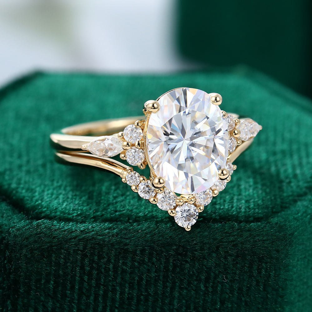 2.72 CT Oval Cluster Moissanite Bridal Set