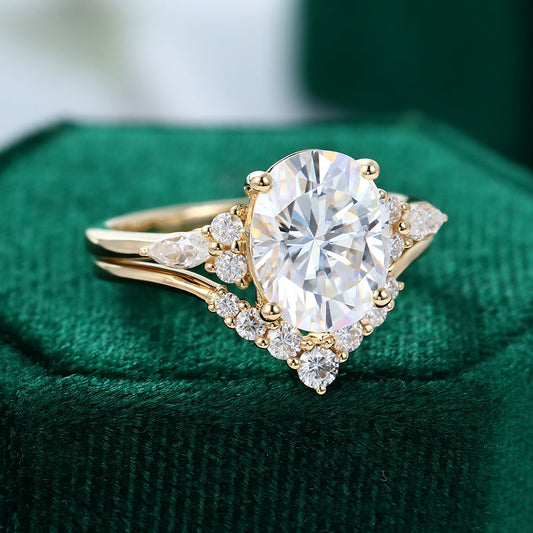 2.72 CT Oval Cluster Moissanite Bridal Set