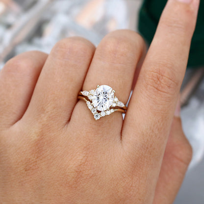 2.72 CT Oval Cluster Moissanite Bridal Set