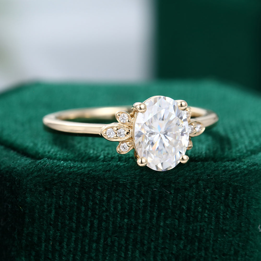 1.33 CT Oval Cluster Moissanite Engagement Ring