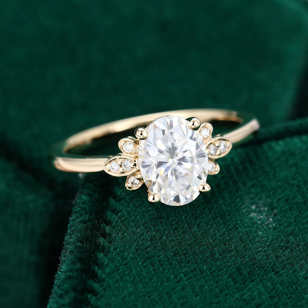 1.33 CT Oval Cluster Moissanite Engagement Ring
