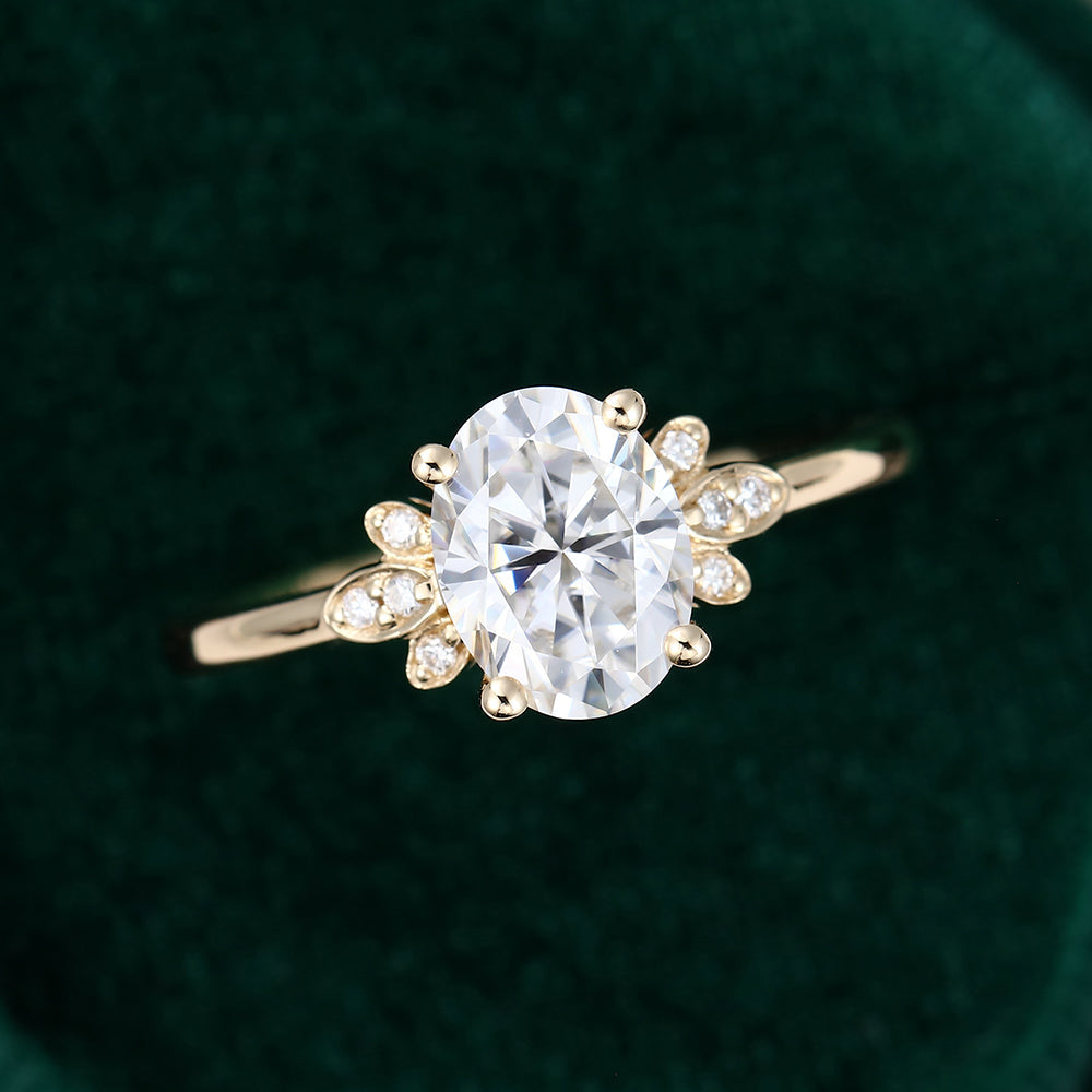 1.33 CT Oval Cluster Moissanite Engagement Ring