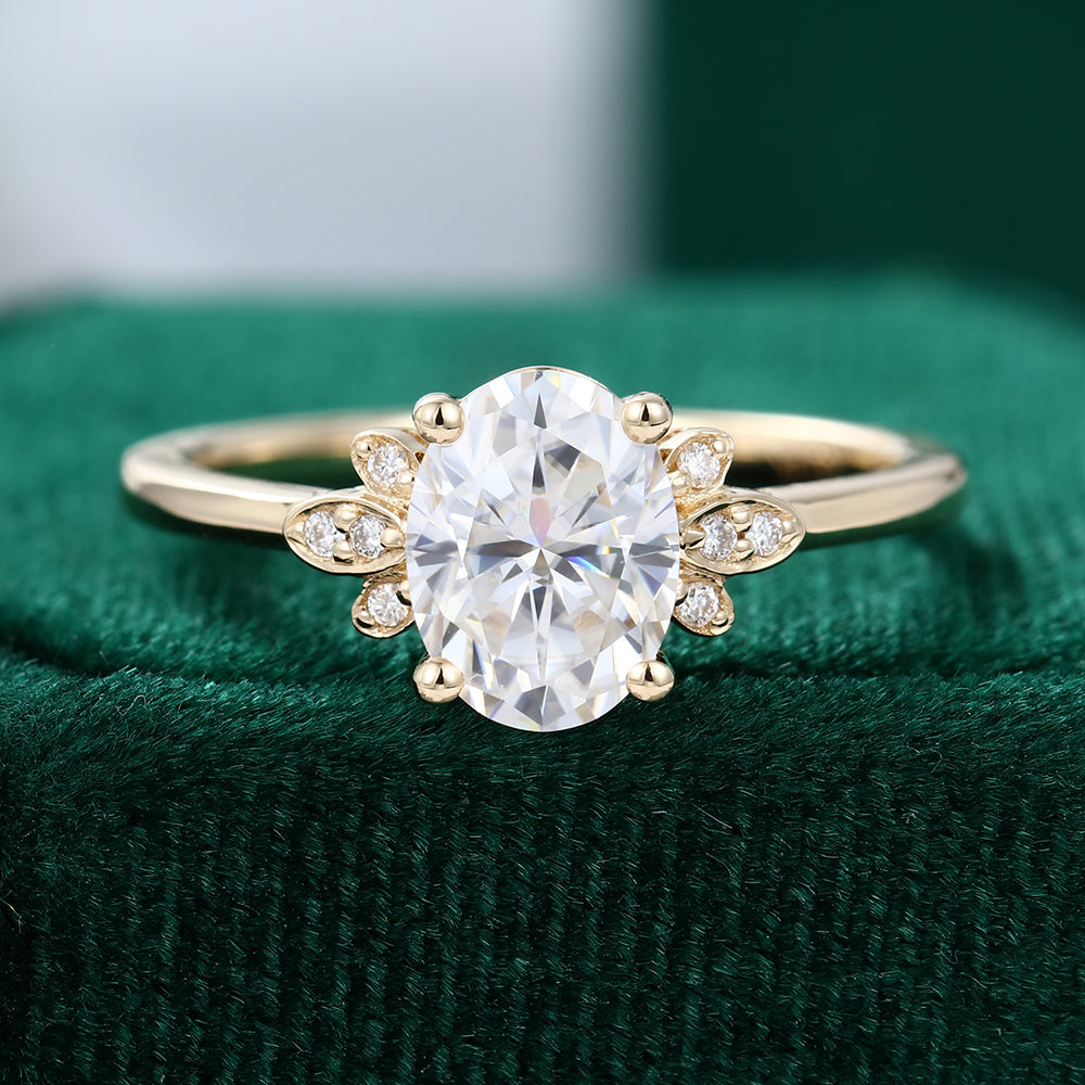 1.33 CT Oval Cluster Moissanite Engagement Ring