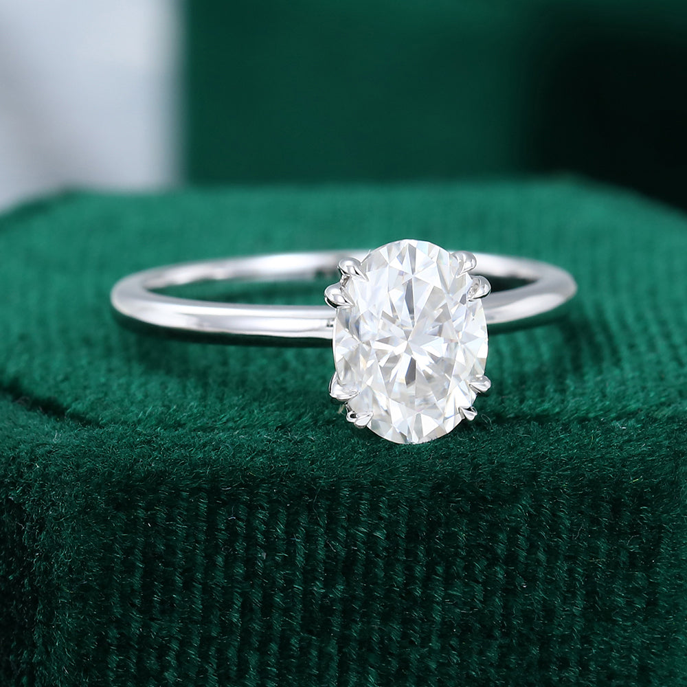 1.33 CT Oval Solitaire Moissanite Engagement Ring