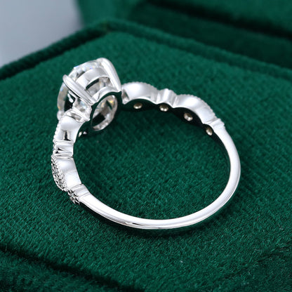 1.33 CT Oval Vintage Pave Moissanite Engagement Ring
