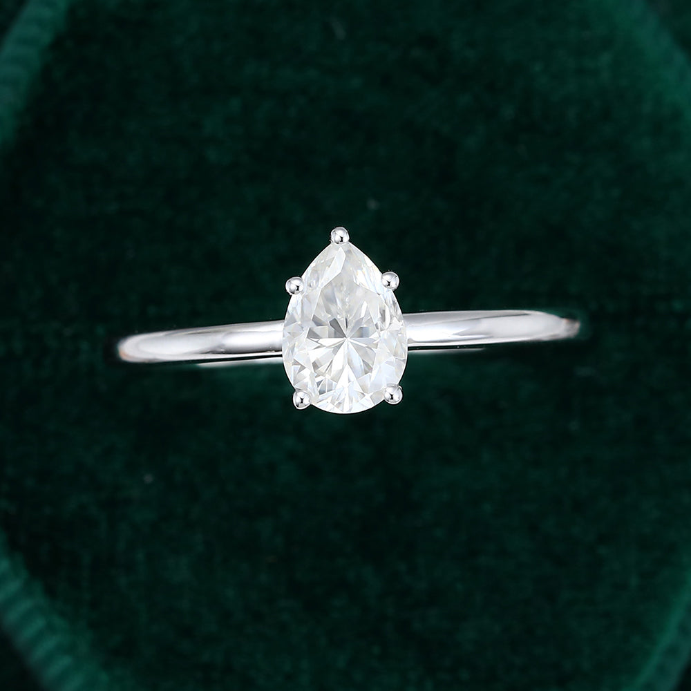 1 CT Pear Solitaire Moissanite Engagement Ring