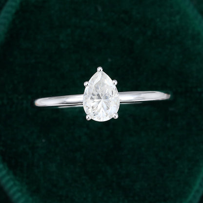 1 CT Pear Solitaire Moissanite Engagement Ring