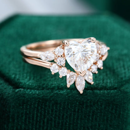 1 CT Heart Cluster Moissanite Bridal Set