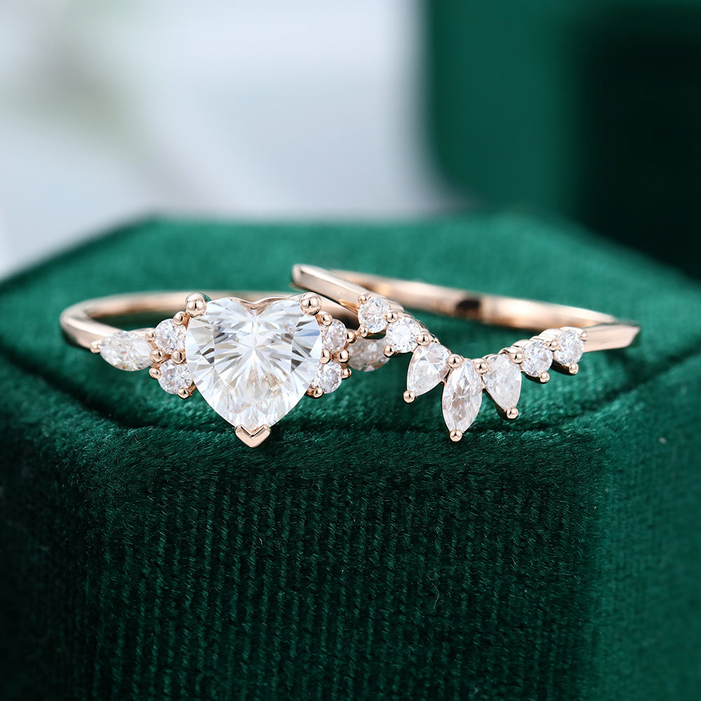 1 CT Heart Cluster Moissanite Bridal Set