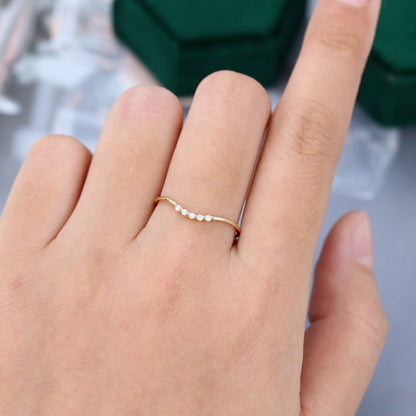 0.05 TCW Round Curved Moissanite Wedding Band
