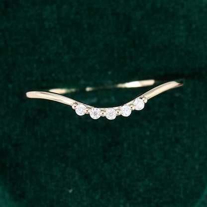 0.05 TCW Round Curved Moissanite Wedding Band