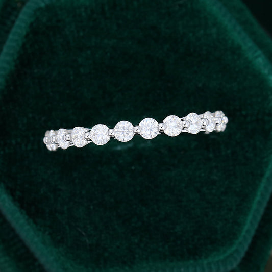 0.6 TCW Round Half Eternity Moissanite Wedding Band