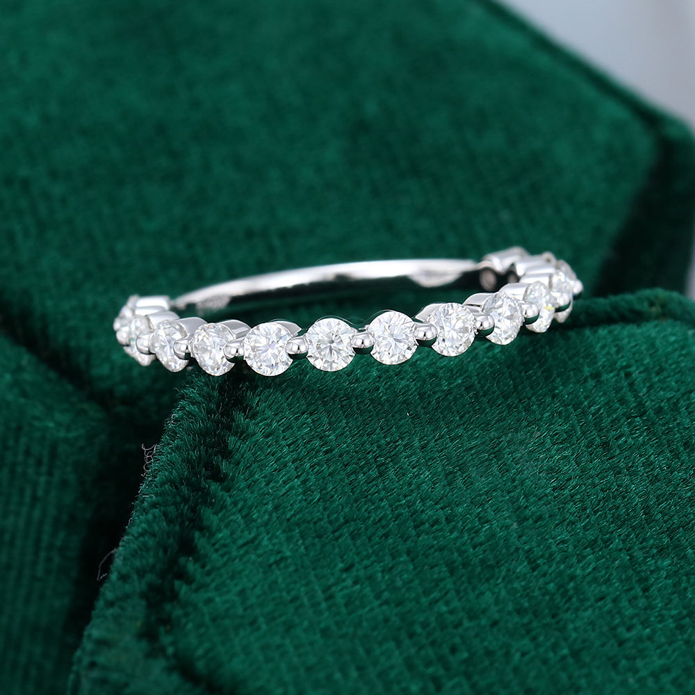 0.6 TCW Round Half Eternity Moissanite Wedding Band