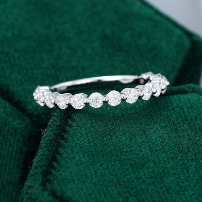 0.6 TCW Round Half Eternity Moissanite Wedding Band