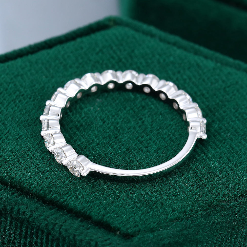 0.6 TCW Round Half Eternity Moissanite Wedding Band