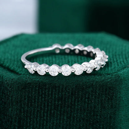 0.6 TCW Round Half Eternity Moissanite Wedding Band