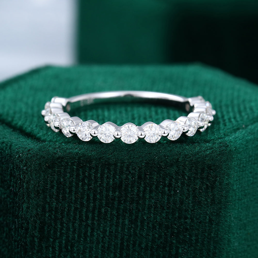 0.6 TCW Round Half Eternity Moissanite Wedding Band