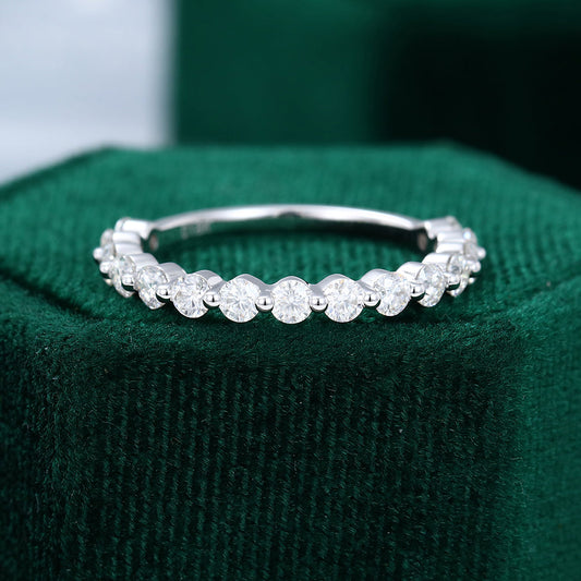 0.6 TCW Round Half Eternity Moissanite Wedding Band