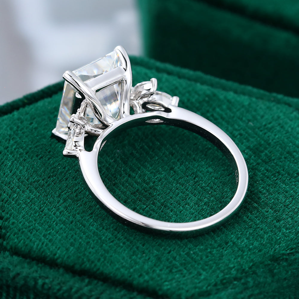 3 CT Radiant Cluster Moissanite Engagement Ring