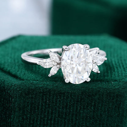 2.72 CT Oval Cluster Moissanite Engagement Ring
