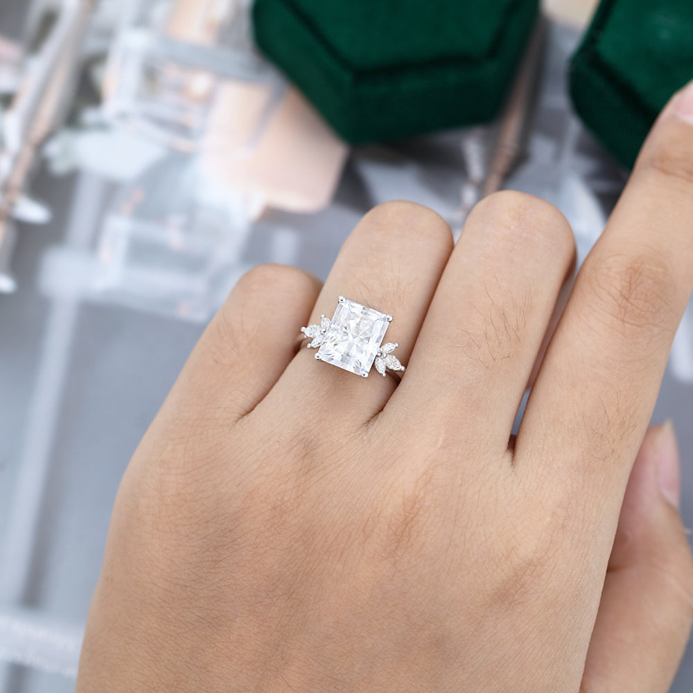 3 CT Radiant Cluster Moissanite Engagement Ring