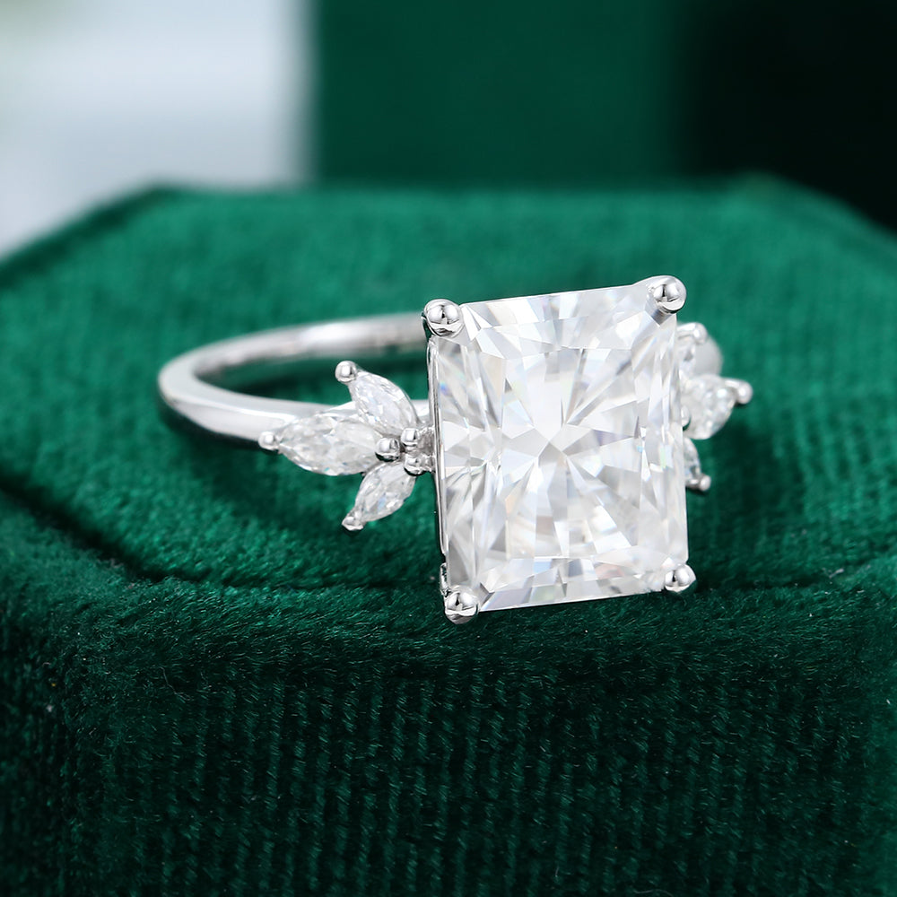 3 CT Radiant Cluster Moissanite Engagement Ring