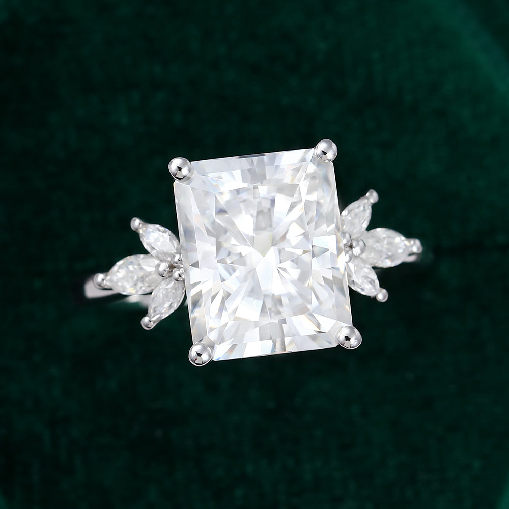 3 CT Radiant Cluster Moissanite Engagement Ring