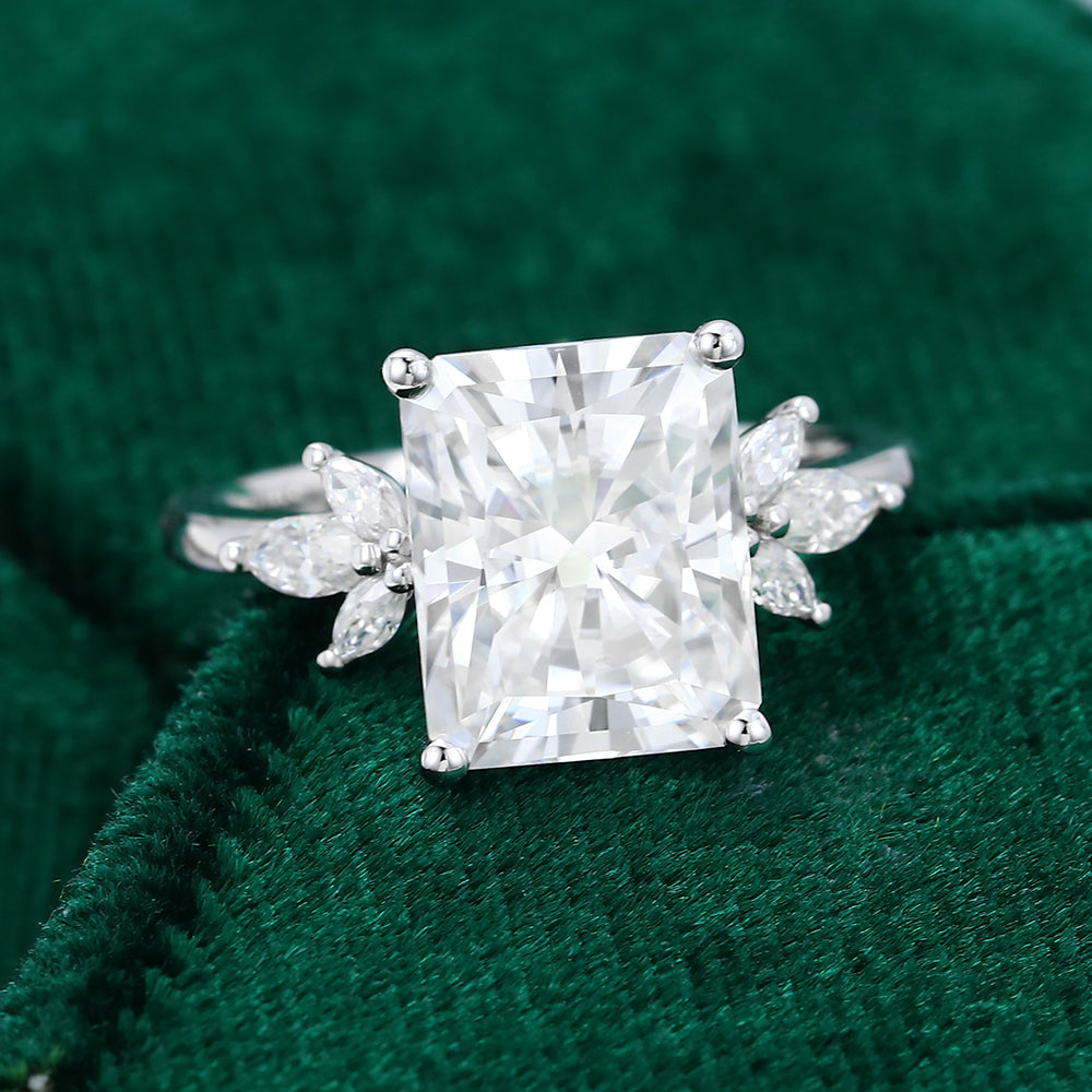 3 CT Radiant Cluster Moissanite Engagement Ring