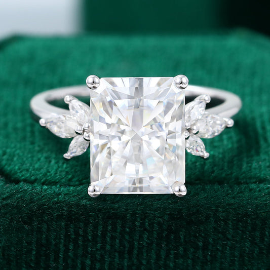 3 CT Radiant Cluster Moissanite Engagement Ring