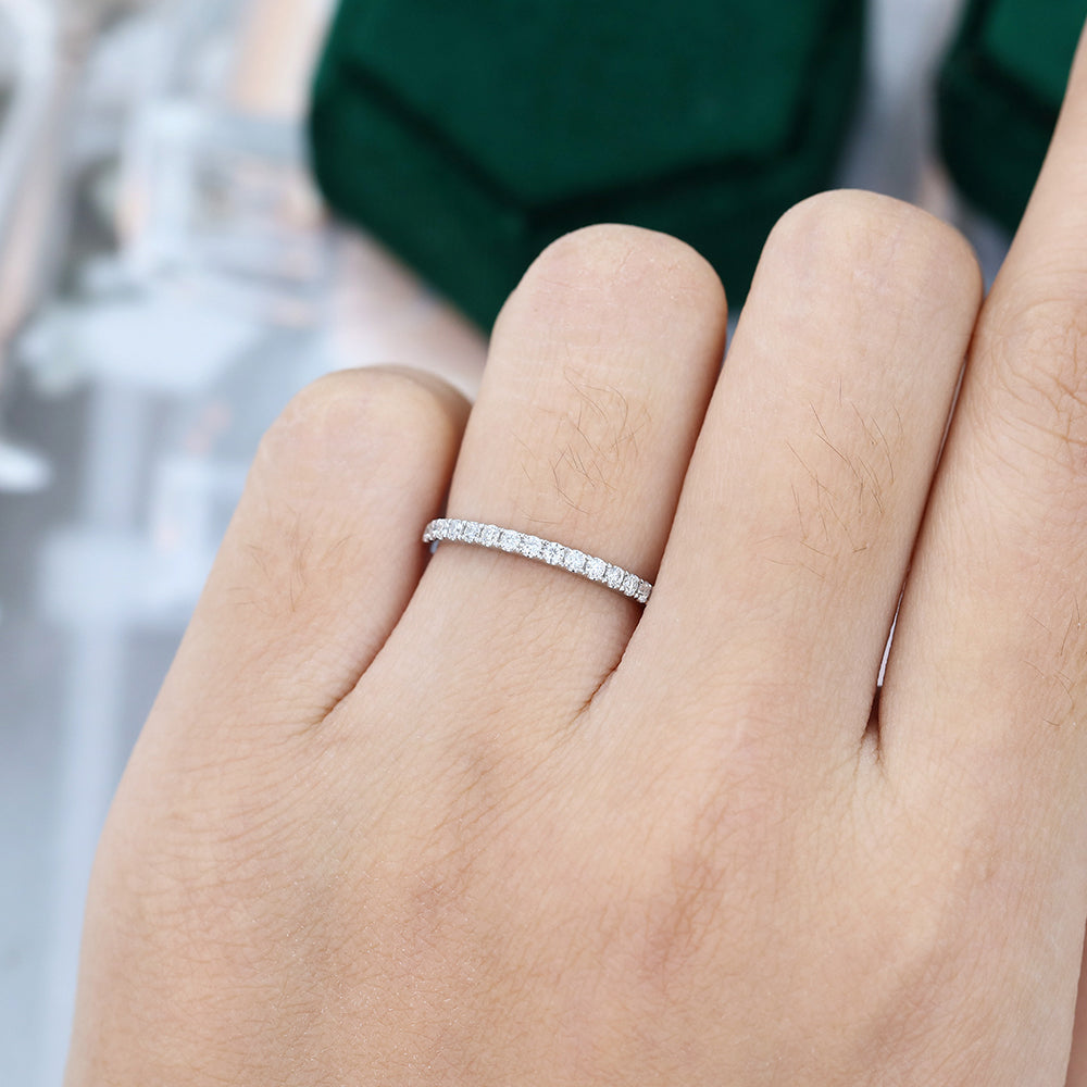 0.25 TCW Round Half Eternity Moissanite Wedding Band