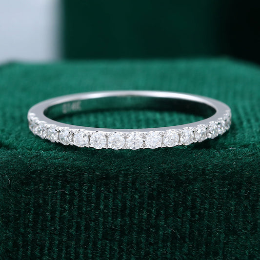 0.25 TCW Round Half Eternity Moissanite Wedding Band