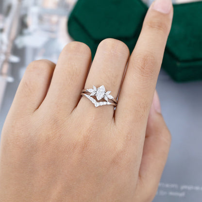 0.47 CT Marquise Cluster Moissanite Bridal Set