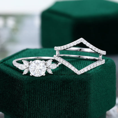 0.88 CT Round Cluster Moissanite Bridal Set