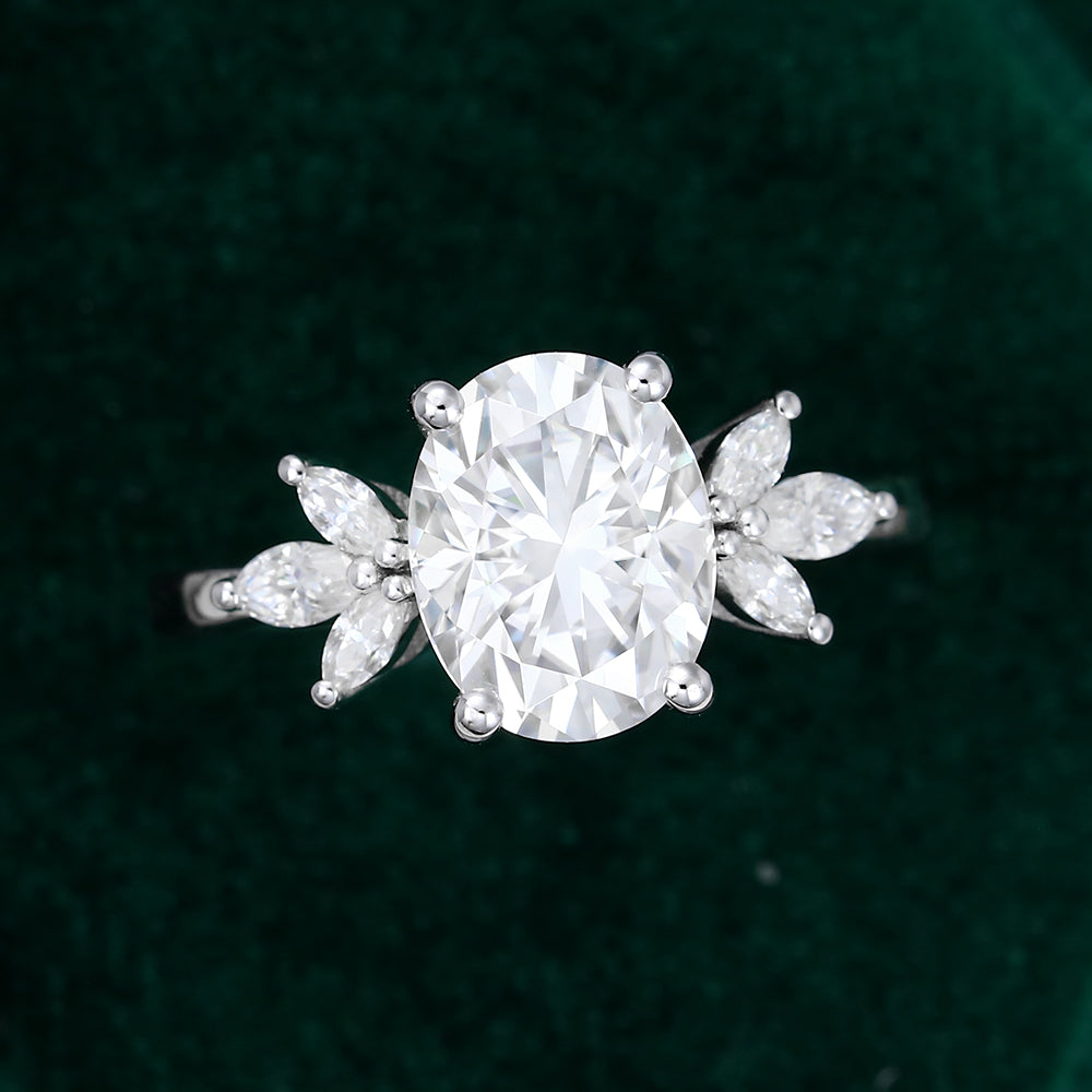 1.91 CT Oval Cluster Moissanite Engagement Ring