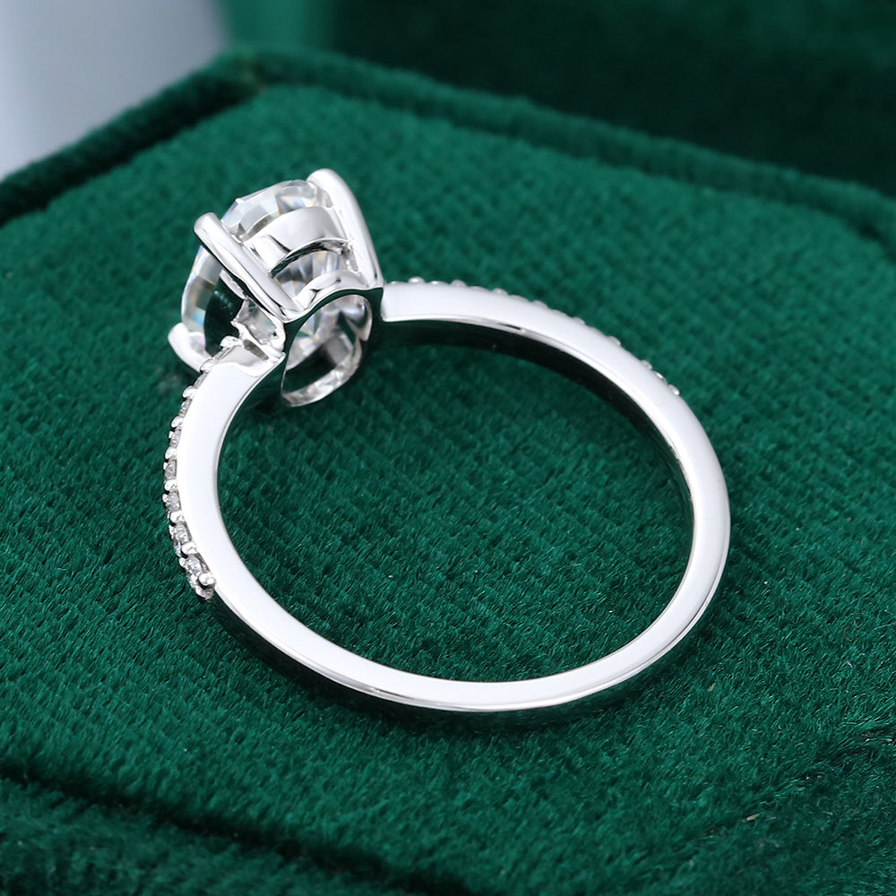 1.33 CT Oval Pave Moissanite Engagement Ring