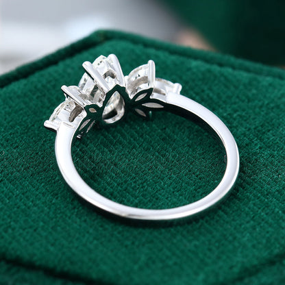 0.85 CT Pear Cluster Moissanite Engagement Ring