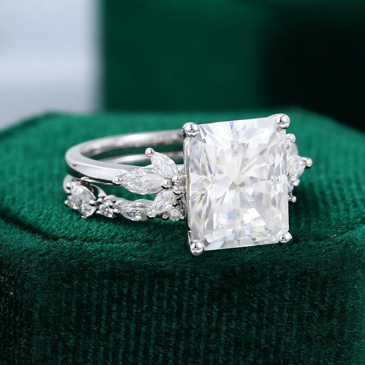 3.51 CT Radiant Cluster Moissanite Bridal Set