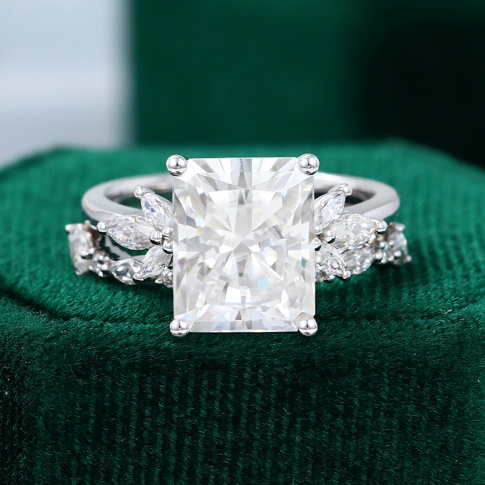 3.51 CT Radiant Cluster Moissanite Bridal Set